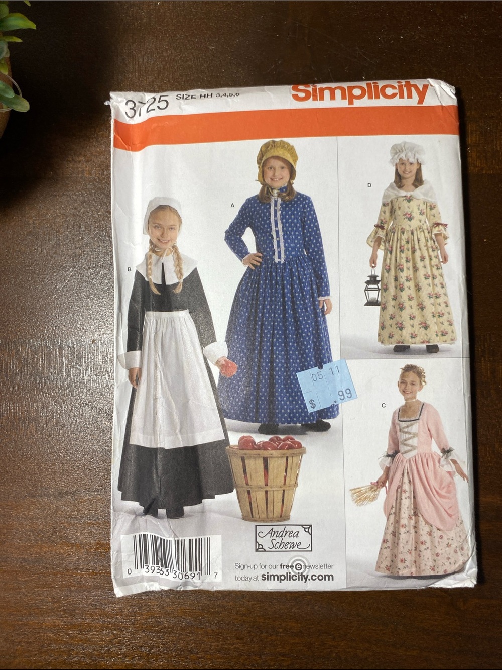 Simplicity Kids Historical Costume Pattern - Blue Polka Dot & Black
